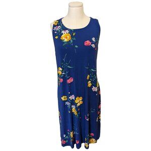 Old Navy Blue Floral Midi Dress Cottagecore Casual Stretch Sleeveless Office XL